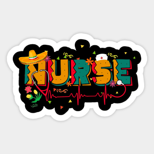 Stethoscope Heartbeat Nurse Mexican Cinco De Mayo Fiesta Sticker